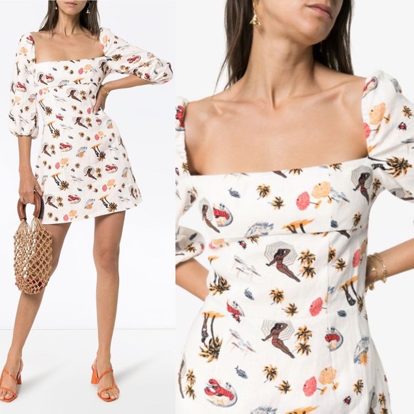 ❗️SOLD❗️Reformation Hampstead Linen Dress Tropez - Picture 3 of 10